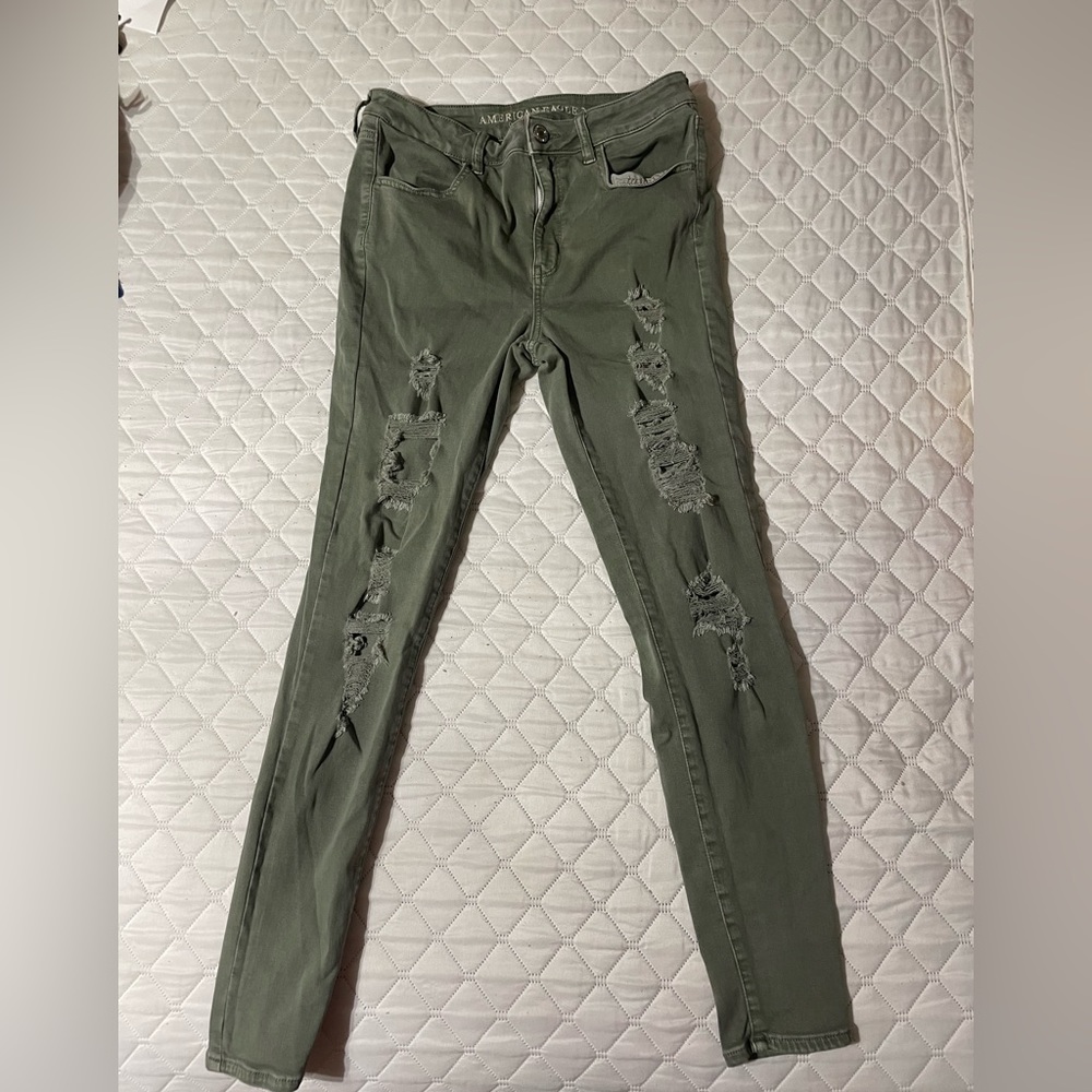 American Eagle green jegging